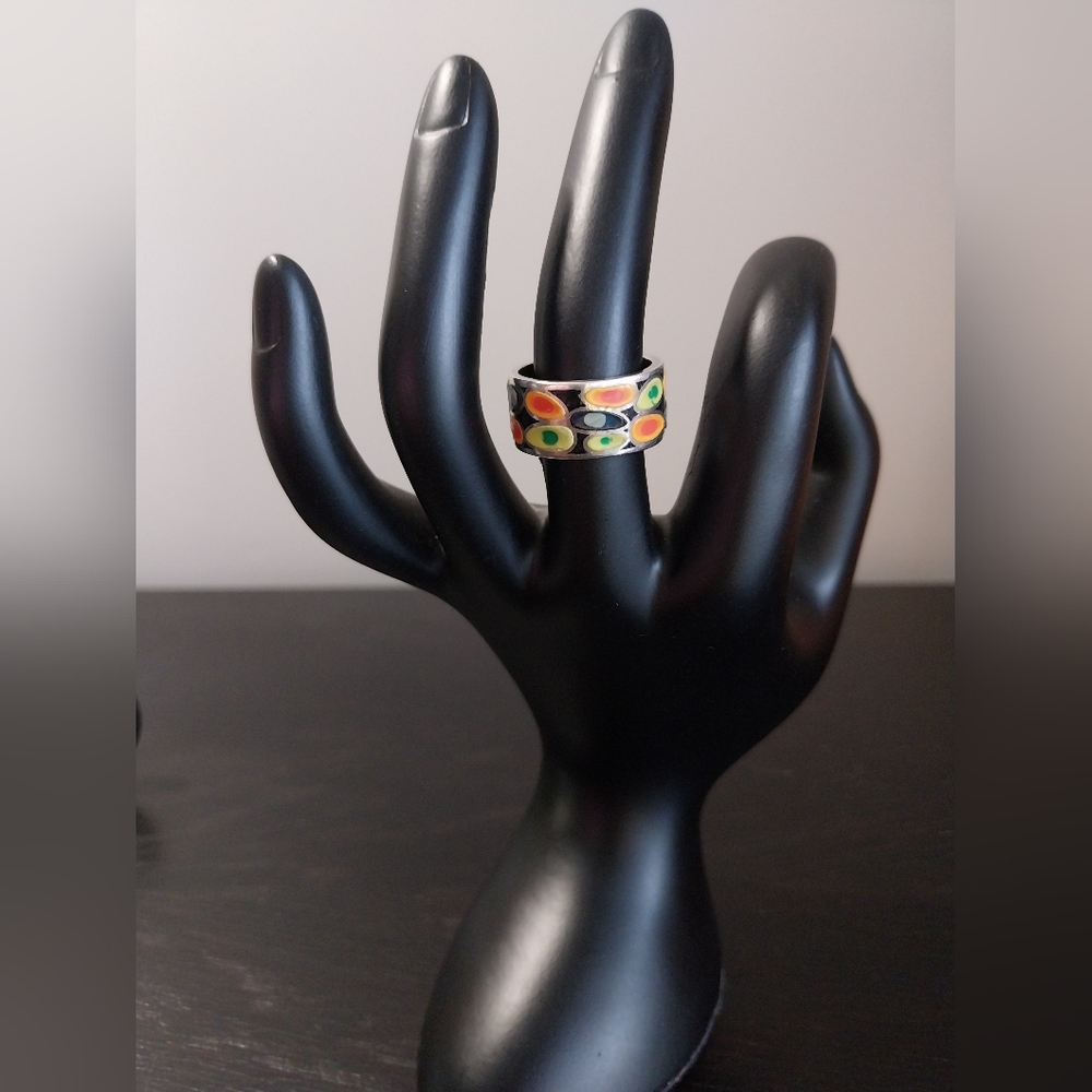 Sterling Silver Enamel Ring - Picture 3 of 15